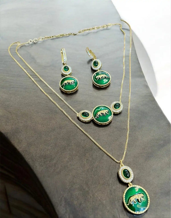 Premium Green Sabyasachi-Inspired Pendant & Earring Set