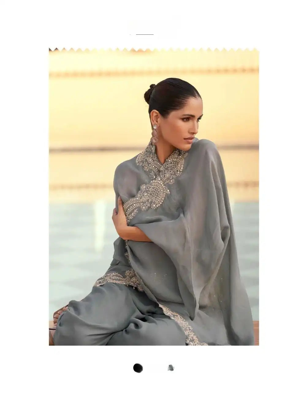 Grey Premium Indo Western Silk Dress