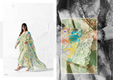 Pastel Green Floral Printed Muslin Suit with Chinon Dupatta