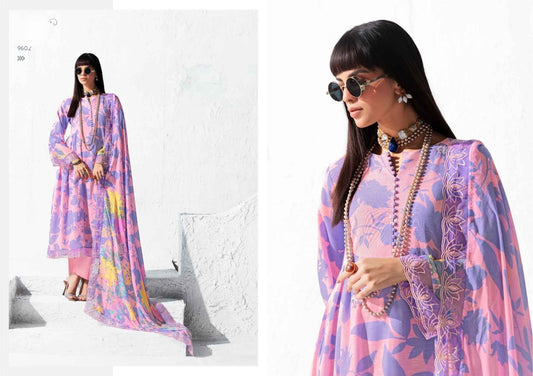 Pink & Lavender Muslin Embroidered Suit Set