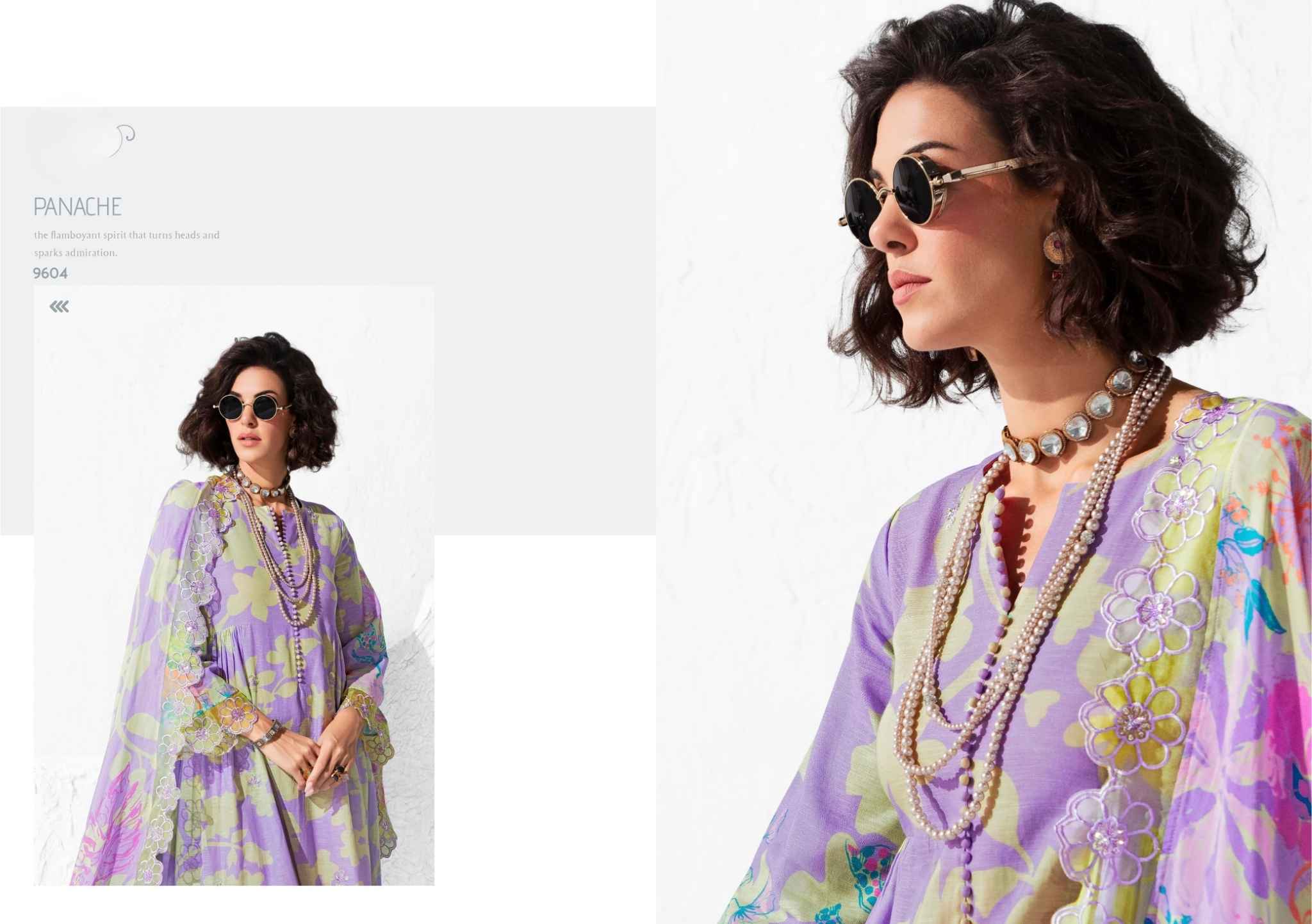 Lavender Floral Muslin Suit Set with Digital Print Dupatta
