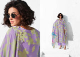 Lavender Floral Muslin Suit Set with Digital Print Dupatta