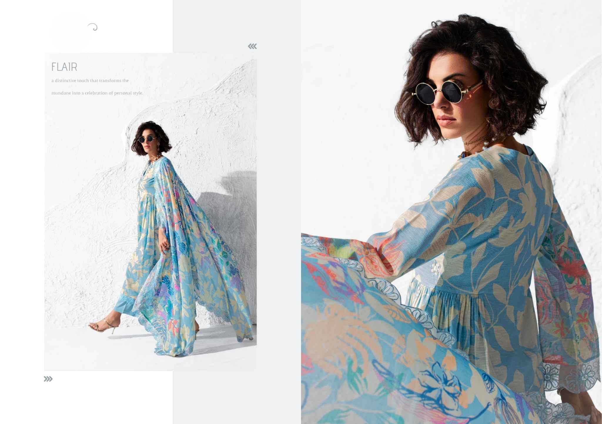 Sky Blue Floral Embroidered Muslin Suit with Chinon Dupatta