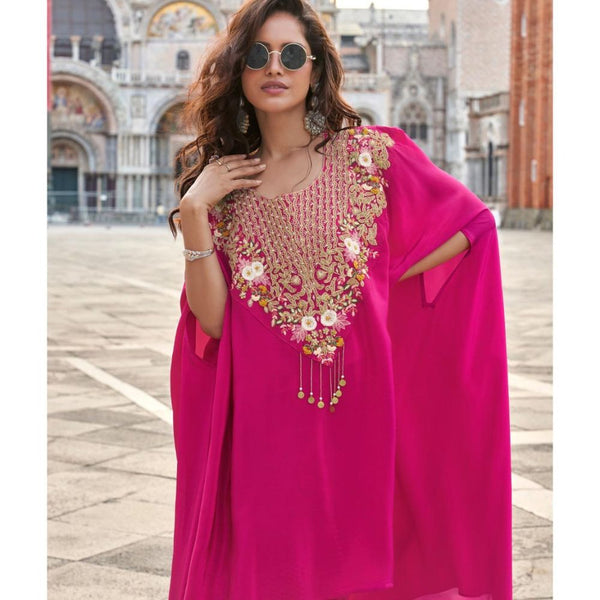 Designer Hot Pink Kaftan Coord Set for Women