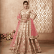 Ivory Pink Silk Embroidered Bridal & Haldi Lehenga Choli Set
