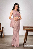 Blush Pink Shimmer Georgette Ready-to-Wear Saree