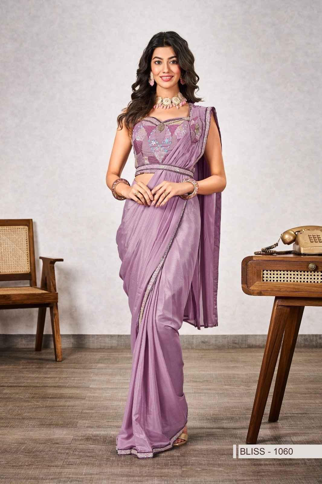 Sky Blue Shimmer Georgette Ready-to-Wear Saree