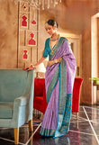 Lavender & Teal Mercerized Sigma Silk Saree with Patola Pallu