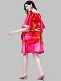 Red & Pink Marble Print Kaftan Dress – Party Wear