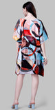Multicolor Abstract Print Kaftan Dress – Short Party Wear