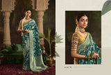 Teal Blue & Silver Crepe Dola Silk Saree