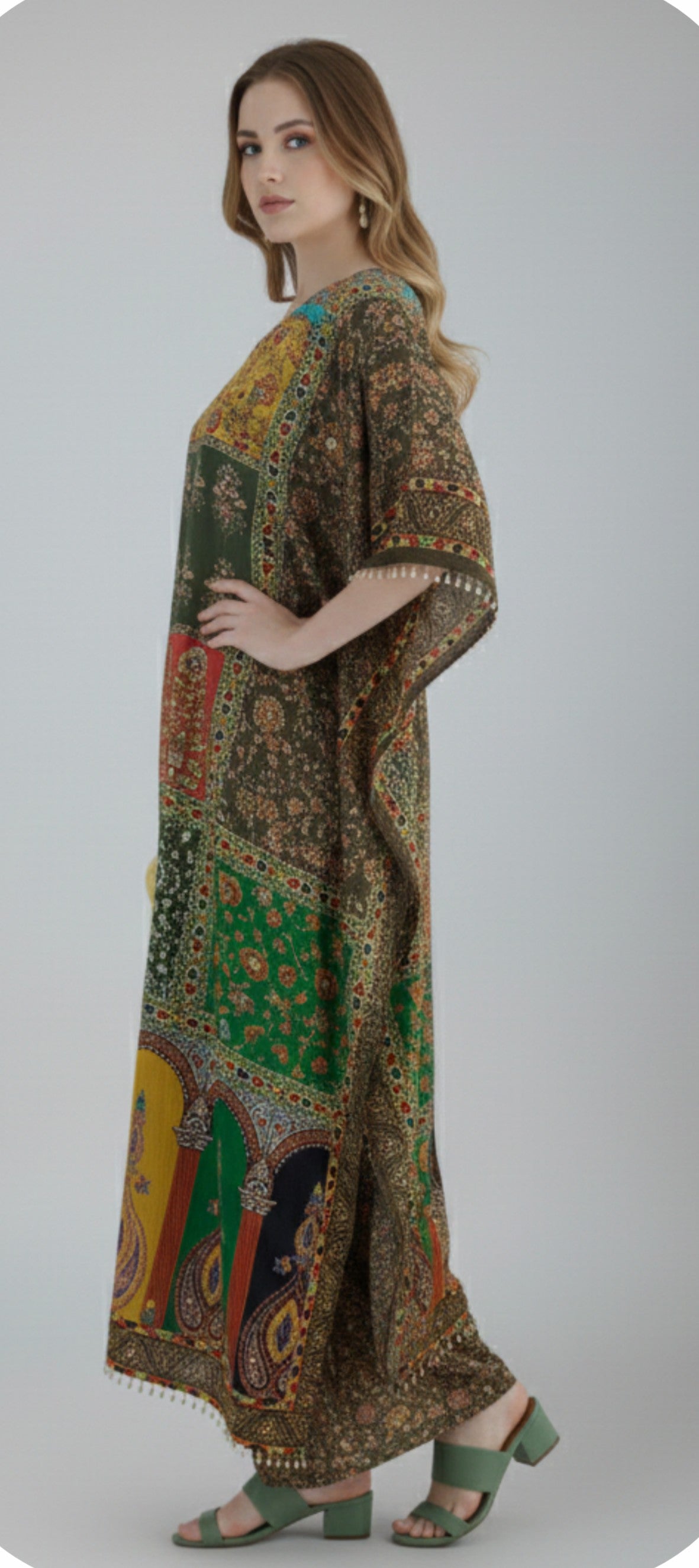 Elegant Multicolor Designer Kaftan Suit Set