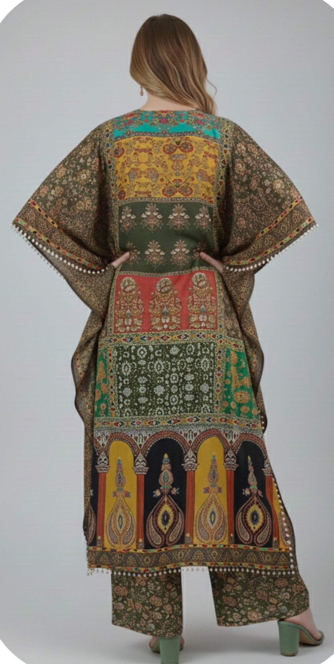 Elegant Multicolor Designer Kaftan Suit Set