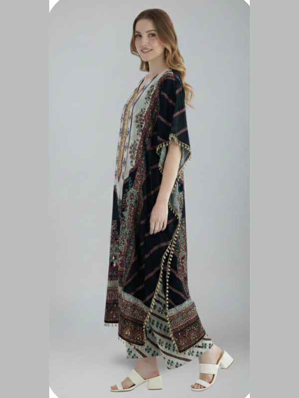 Elegant Black Designer Kaftan Suit Set