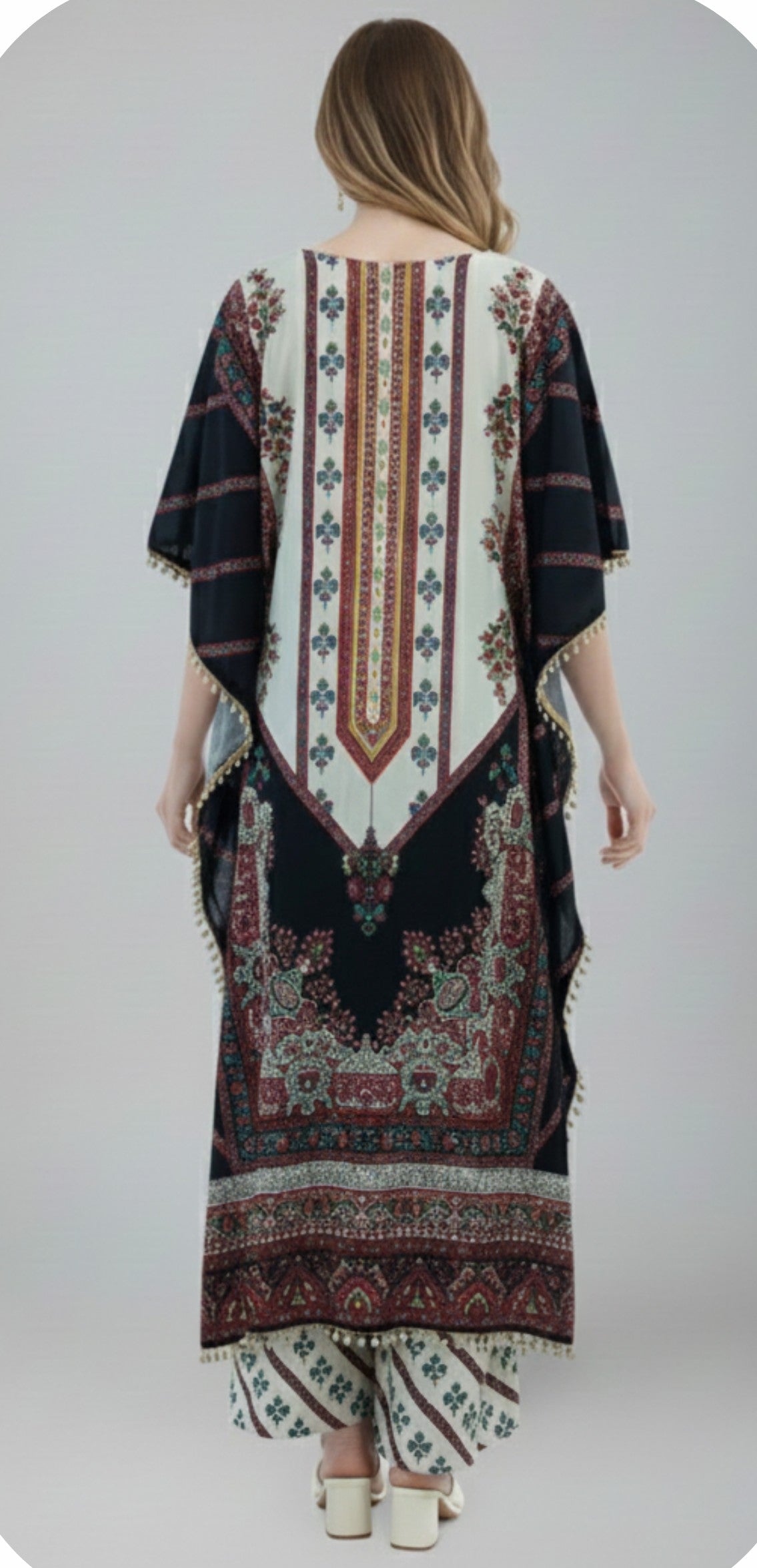 Elegant Black Designer Kaftan Suit Set