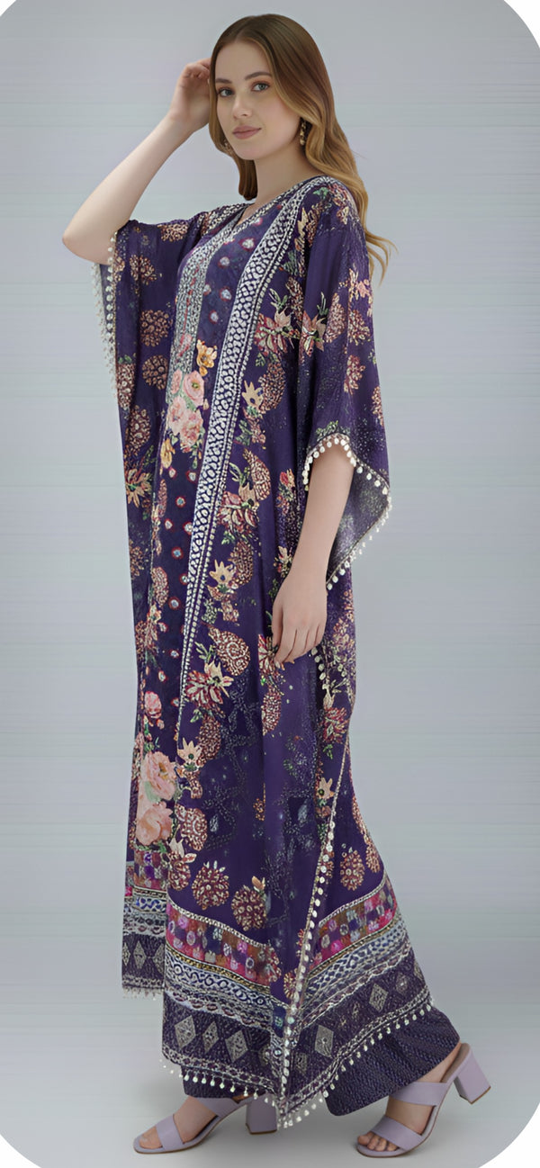 Elegant Purple Designer Kaftan Suit Set
