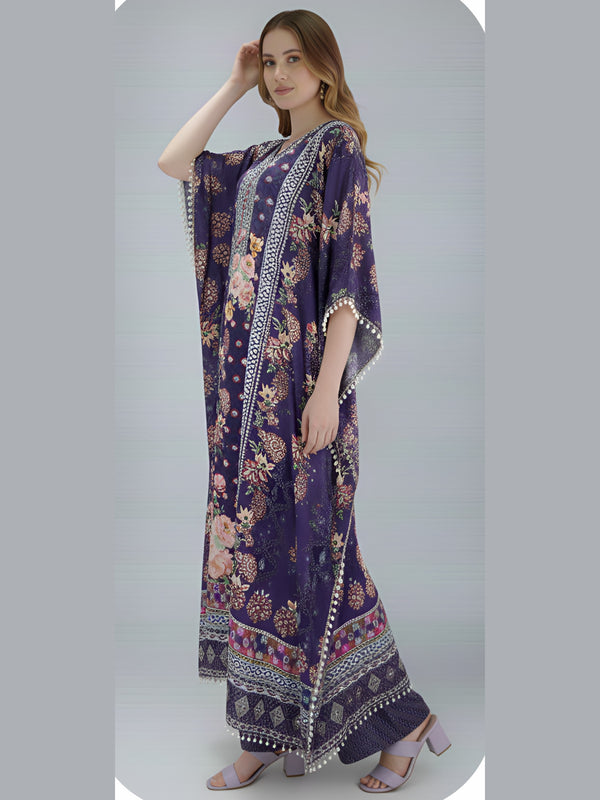 Elegant Purple Designer Kaftan Suit Set
