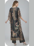 Elegant Charcoal Grey Designer Kaftan Suit Set