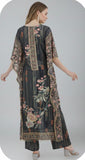 Elegant Charcoal Grey Designer Kaftan Suit Set
