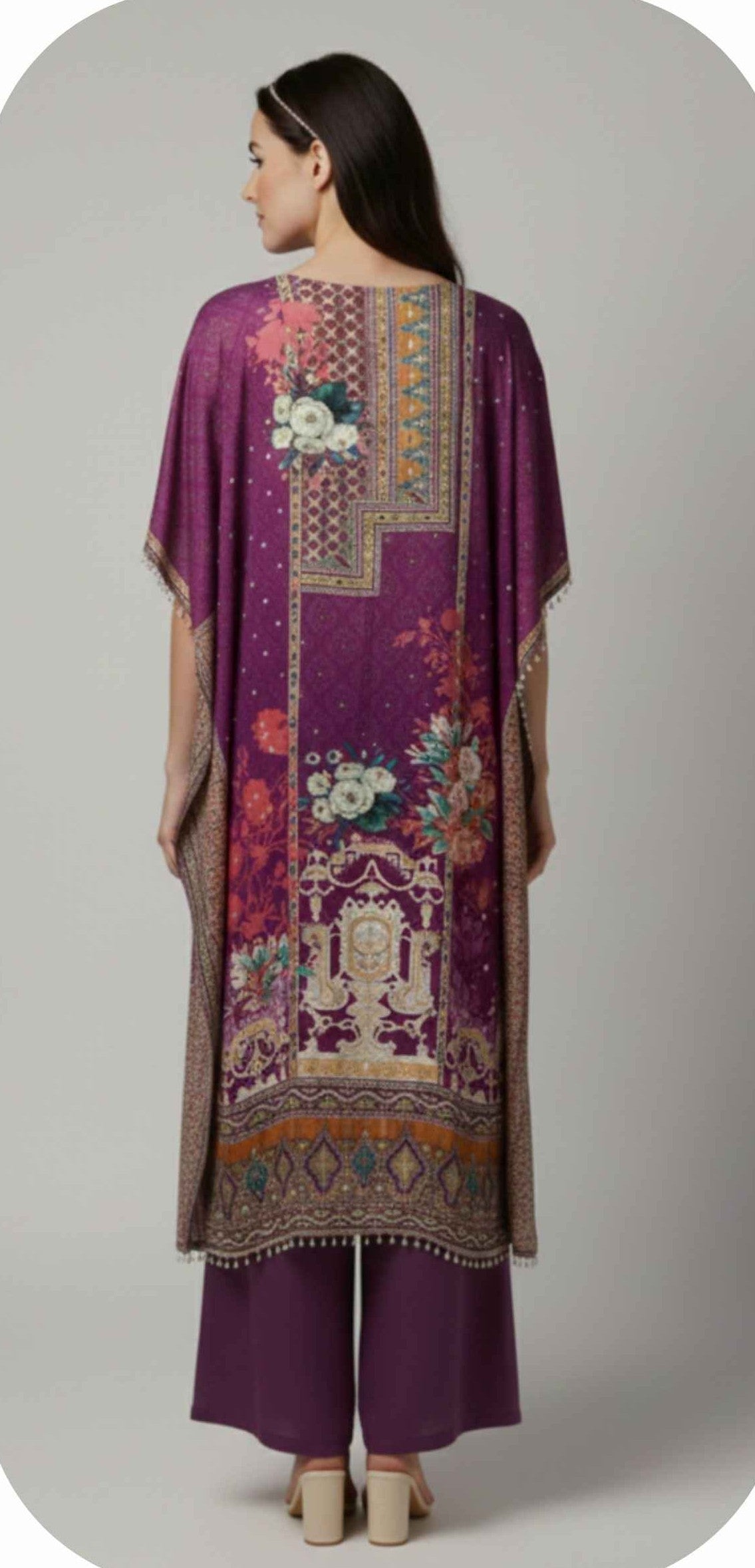 Wine Purple Designer Kaftan Suit Set for Women