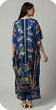 Navy Blue Floral Designer Kaftan Suit Set for Women