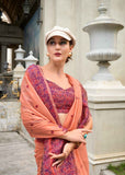 Peach Soft Linen Cotton Saree with Minakari Weaved Pallu
