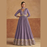 Lavender Anarkali Gown with Dupatta – Elegant Party Wear