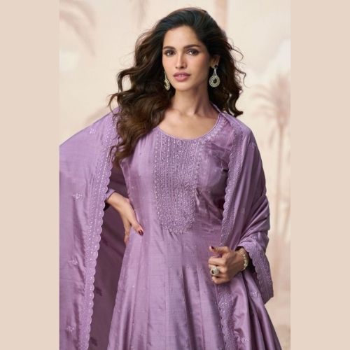 Sky Blue Premium Silk Floor Length Anarkali Gown with Dupatta