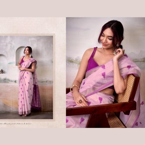 Elegant Light Pink Modal Cotton Saree with Zari Border for Women