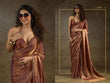 Rose Gold Metallic Satin Silk Saree with Diamond Border