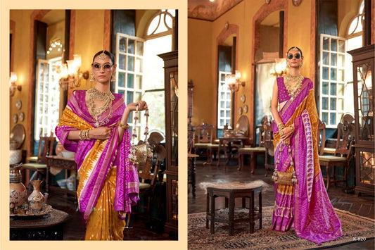 Royal Magenta & Mustard Patola Silk Saree