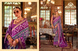Royal Purple Double Ikat Pure Patola Silk Saree with Multi-Color Geometric Patterns
