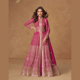 Designer Magenta Georgette Anarkali Gown with Dupatta
