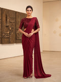 Maroon Lycra Ready-to-Wear Party Saree
