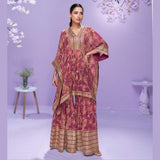 Designer Maroon Georgette Kaftan Dress with Gharara for Women