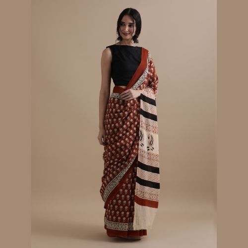 Maroon Mulmul Cotton Saree – Pure Soft Handloom Cotton Saree for Women