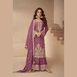 Mauve Wedding Wear Designer Palazzo Suit with Dupatta