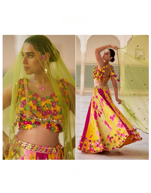 Multicolor Party Wear Designer Lehenga – Premium Chinon & Banglori Silk