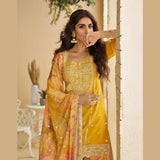 Mustard Embroidered Sharara Suit