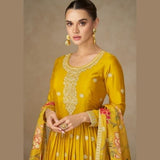 Mustard Yellow Anarkali Gown with Dupatta