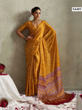 Mustard Yellow Printed Bandhani Satin Satin Saree – Elegant Party Wear