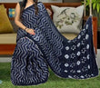 Navy Blue Shibori Zigzag Modal Silk Saree - Elegant & Traditional
