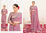 Lavender Rose Pure Crepe Silk Saree with Sequin Embellished Border