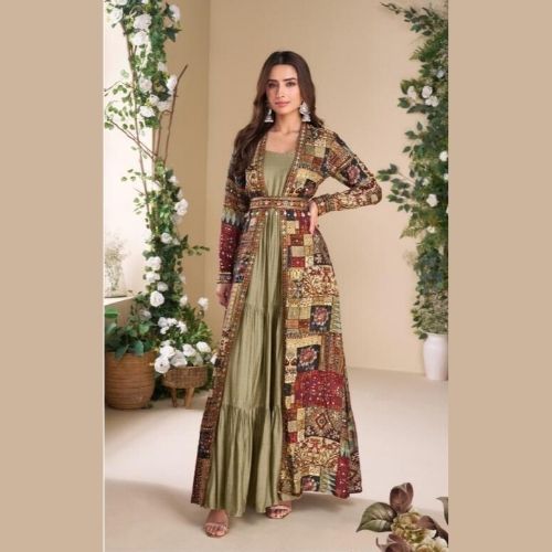 Olive Green Designer Indo Western Coord Set for Women