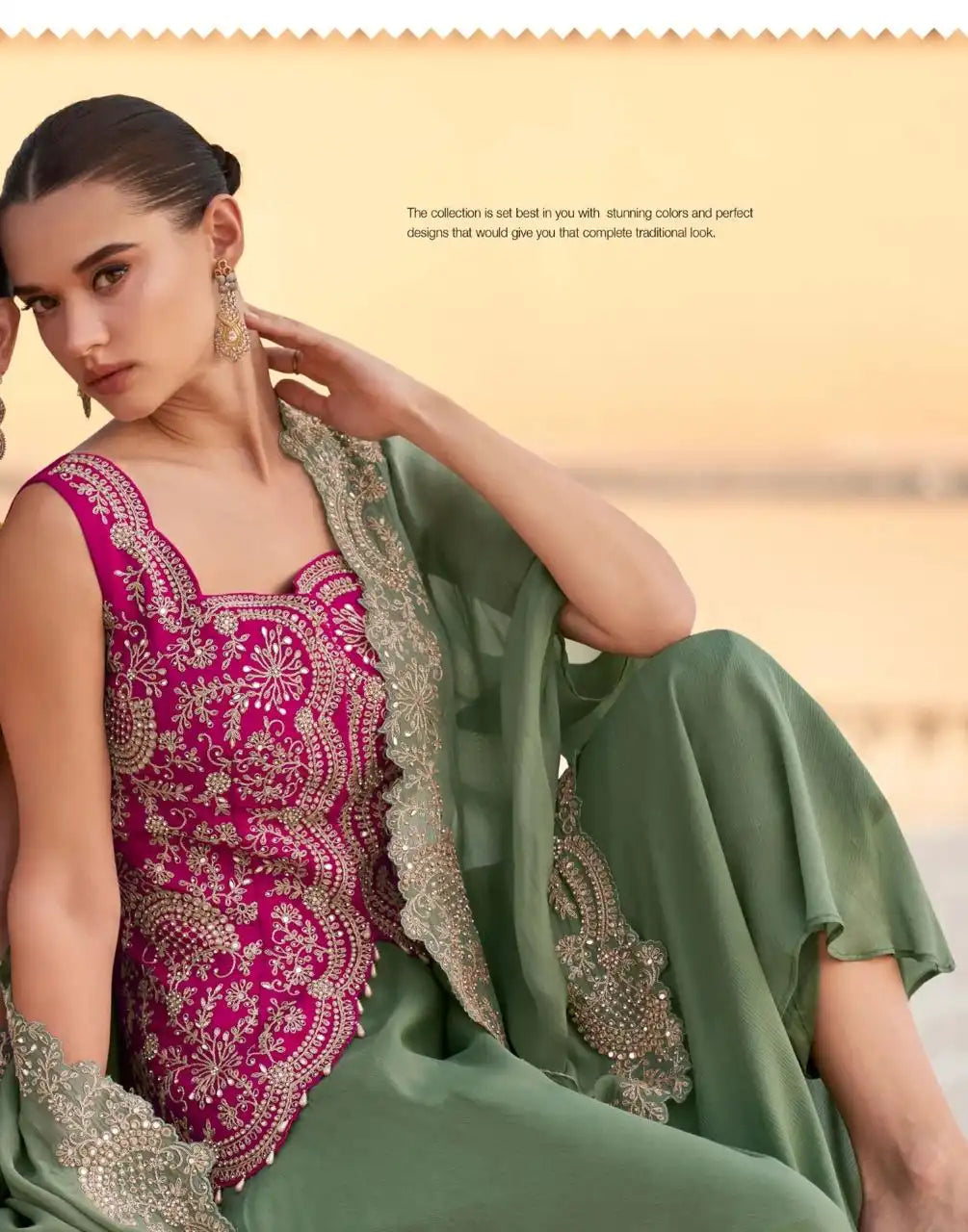 Olive Green Indo Western Dress