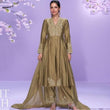 Designer Olive Roman Silk Palazzo Set with Embroidered Dupatta