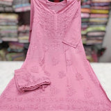Pink Chikankari Modal Kurta Set with Dupatta