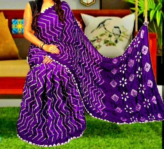 Purple Shibori Zigzag Modal Silk Saree - Elegant & Unique