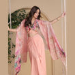 Peach Pink Indo Western Chinon Silk Dress with Embroidered Shrug