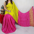 Pink/Yellow Modal Silk Bandhni Saree with Blouse